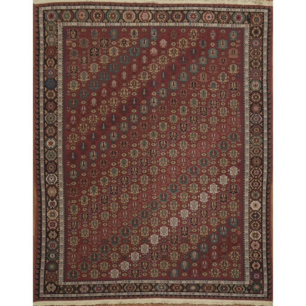 Hand Woven Oriental 100% Wool Carpet Traditional Tribal Oranges & Rust Sumak Area Rug - 12' 0'' X 9' 5''