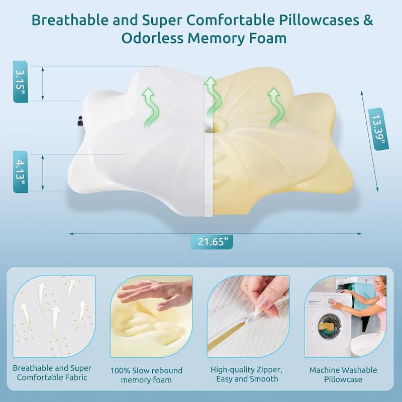 Cervical Pillow for Neck Pain Relief Ergonomic Orthopedic Neck Support