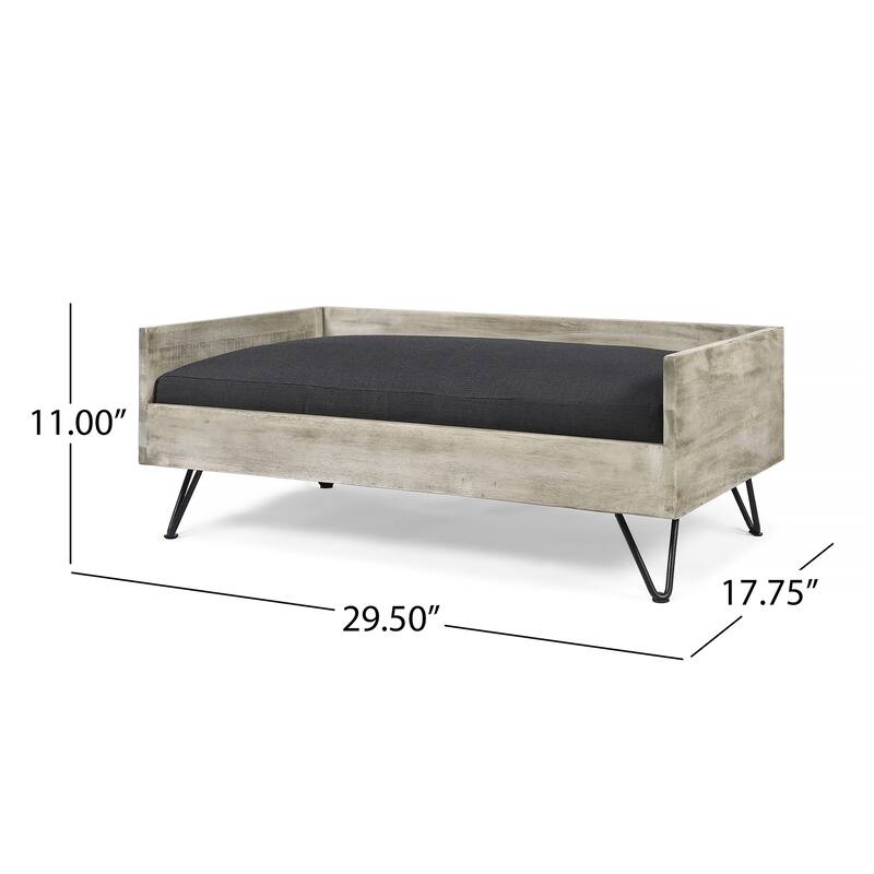 Roomfitters Modern Dog Bed with Cushion, Elevated Pet Sofa with Hairpin Legs for Living Room Decor, Dark Gray