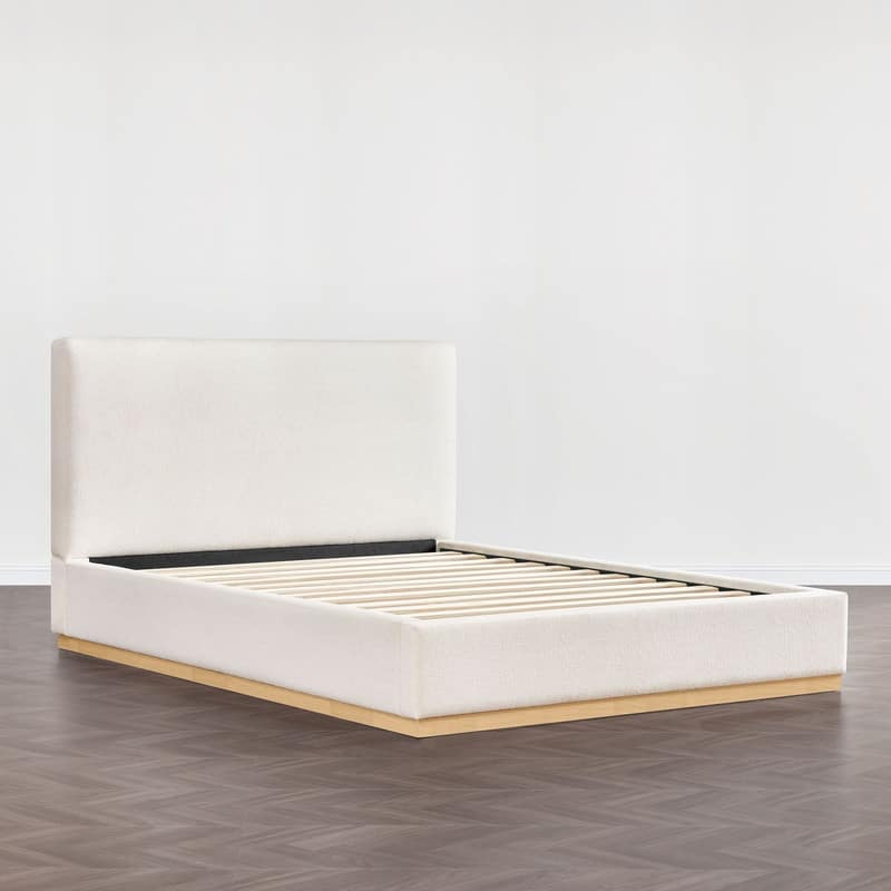 Spruce & Spring Modern Boucle Upholstered Platform Bed with Solid Wood Frame