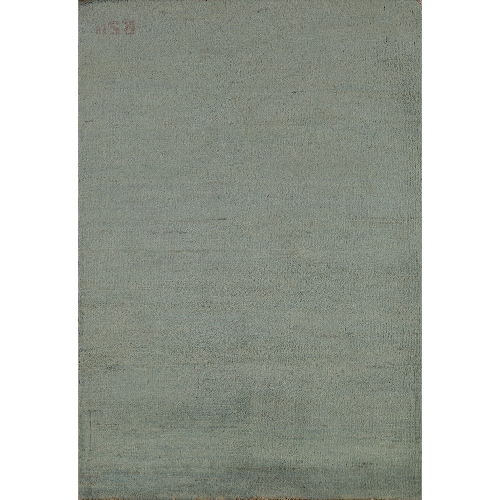 Gabbeh Modern Foyer Rug Hand-Knotted Solid Wool Carpet - 2'8"x 3'9"