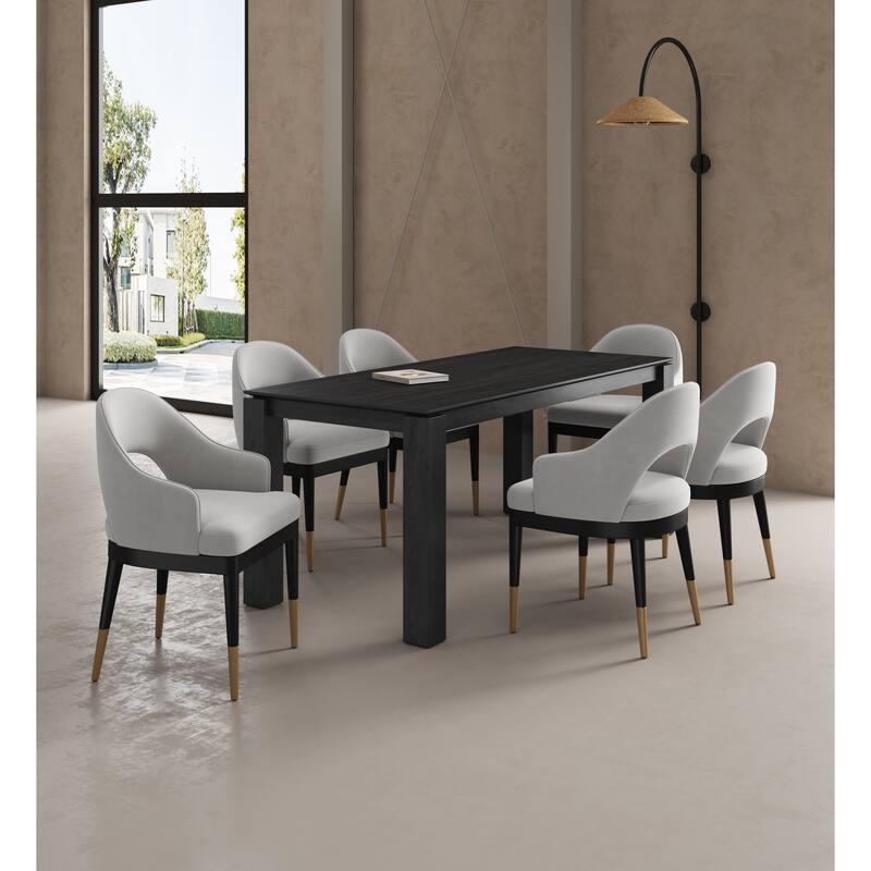 Manhattan Comfort Rockaway Modern 70.86 Solid Wood Dining Set