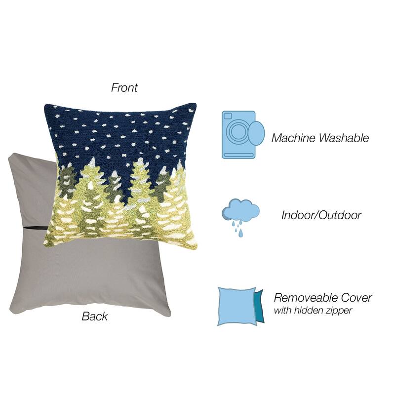 Liora Manne Let It Snow Indoor/Outdoor Pillow Midnight 18" Square