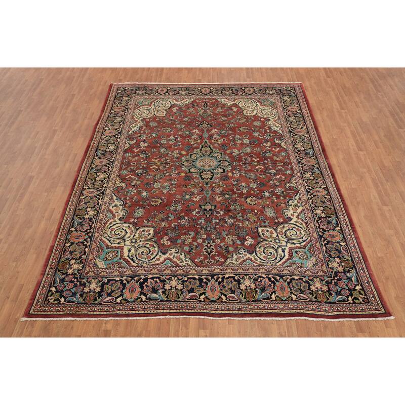 Hand Knotted Oriental 100% Wool Carpet Traditional Traditional Red Mahal Area Rug - 13' 10'' X 10' 6''
