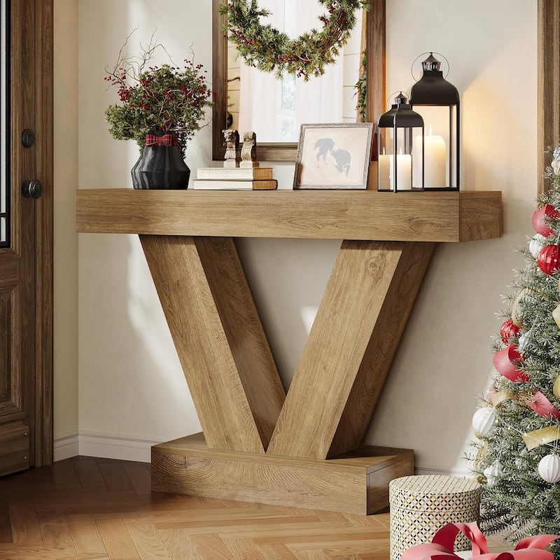 41.3" Console Table, Behind Couch Sofa Entryway Table with V-Shaped Legs, Living Room, Hallway, Foyer, Entrance
