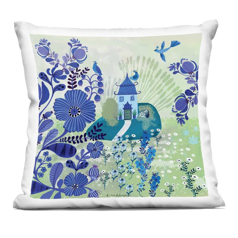 Stupell Whimsical Blue Garden Decorative Printed Throw Pillow Design by Kay Widdowson - Accent - Polyester - Blue - Single