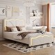 preview thumbnail 6 of 6, Twin Size Led Upholstered Bed, Platform Bed with Curve Shaped and Height-adjustbale Headboard