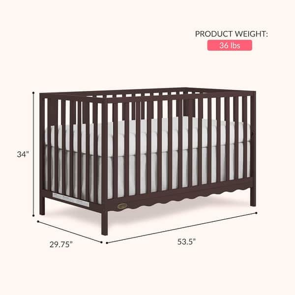 dimension image slide 2 of 3, Dream On Me Synergy Wave 5-in-1 Convertible Crib , BSA & Greenguard Gold Certified, Converts from a Baby Crib to a Toddler Bed