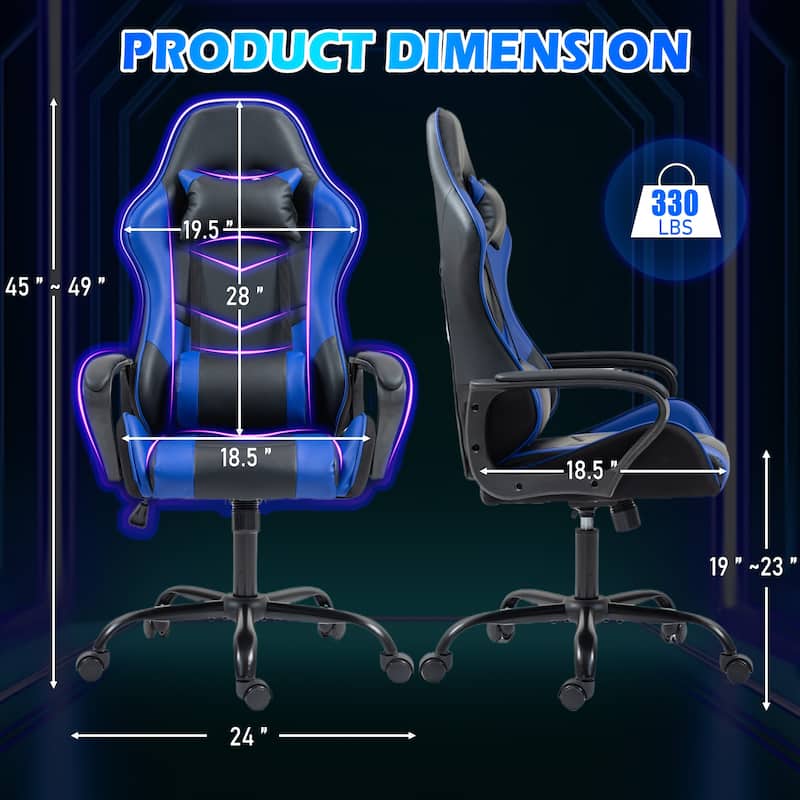 Gaming Chair Ergonomic, adjustable, 360° swivel, with massage lumbar and rocking. Ideal for gaming or office