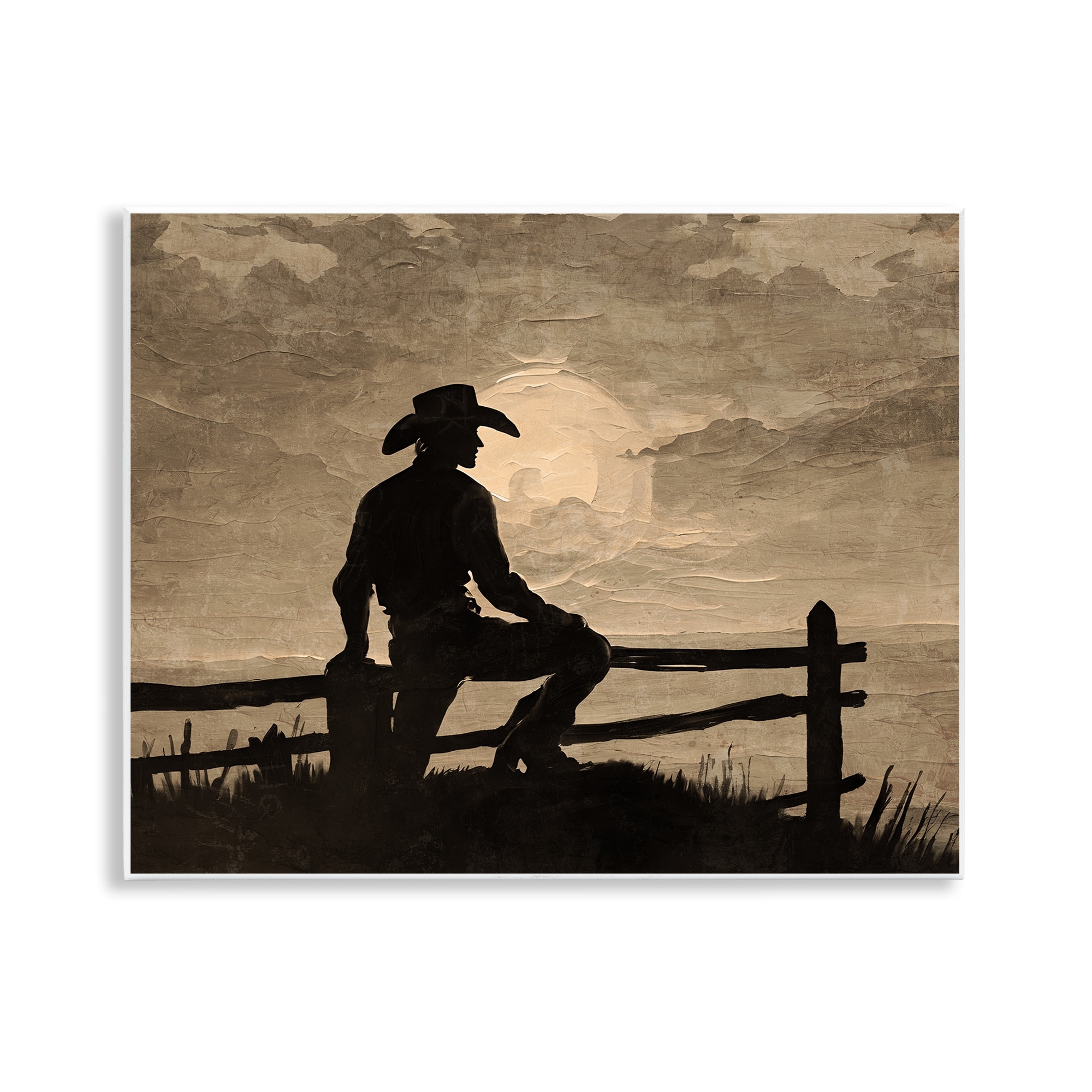 Stupell Sunset Cowboy Fence Silhouette Wall Plaque Art Design By Kim Allen