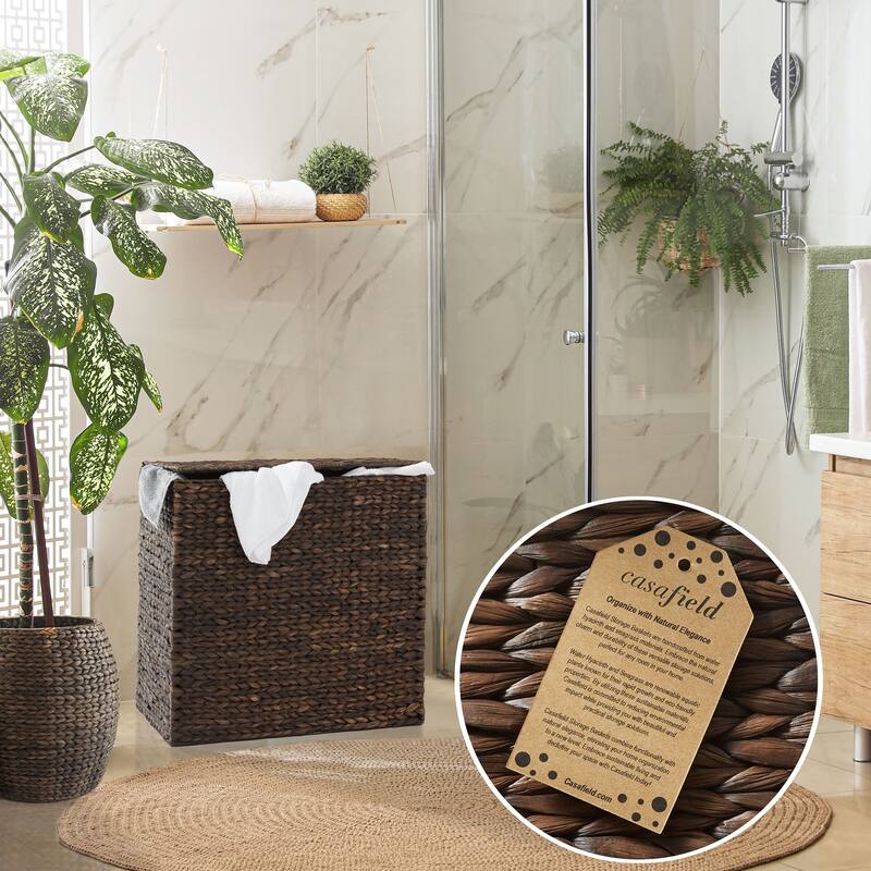 2Section Laundry Hamper Basket with Removable Liner Bags for Clothes