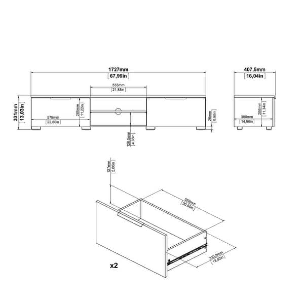 dimension image slide 7 of 10, Porch & Den Match 2-Drawer and 2-Shelf TV Stand