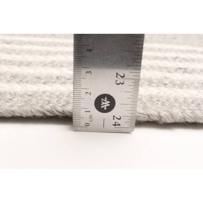 ECARPETGALLERY Braid weave Sienna Light Grey Wool Rug - 3'2 x 5'0