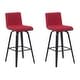 preview thumbnail 115 of 120, Skara Swivel Bar Stool, Upholstered Bar Height Chair with Bentwood Frame Set of 2 - Red Fabric & Black