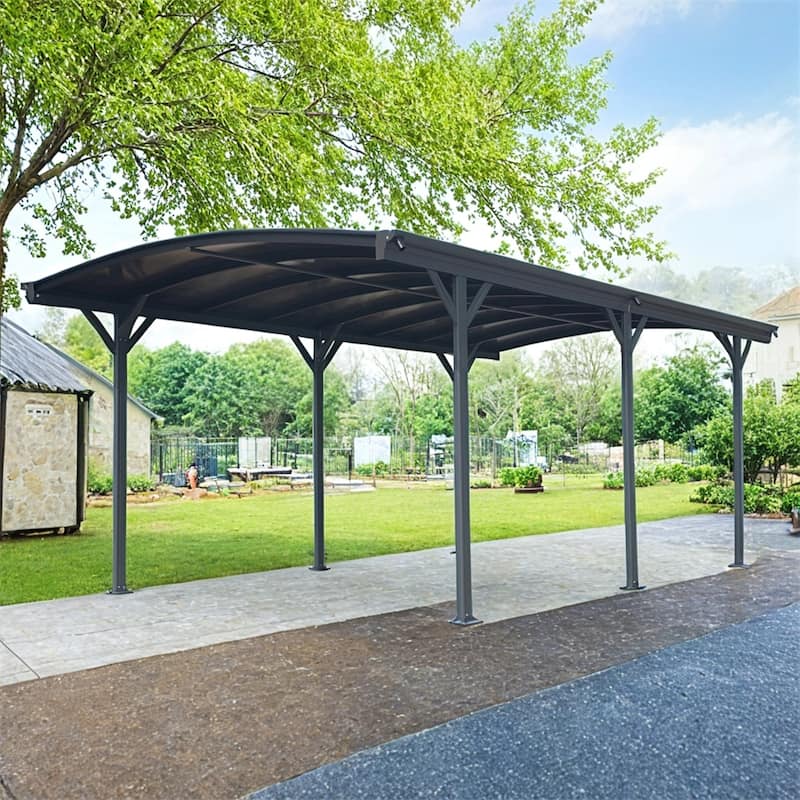 Outdoor Carport,10 FT * 19 FT* 7 FT Arch Carport Aluminum Metal Frame