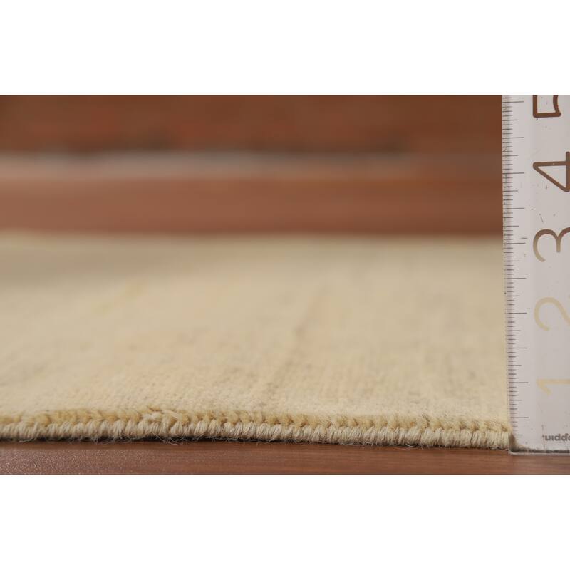 Modern Gabbeh Oriental Foyer Rug Handmade Beige Solid Wool Carpet - 3'4"x 4'10"