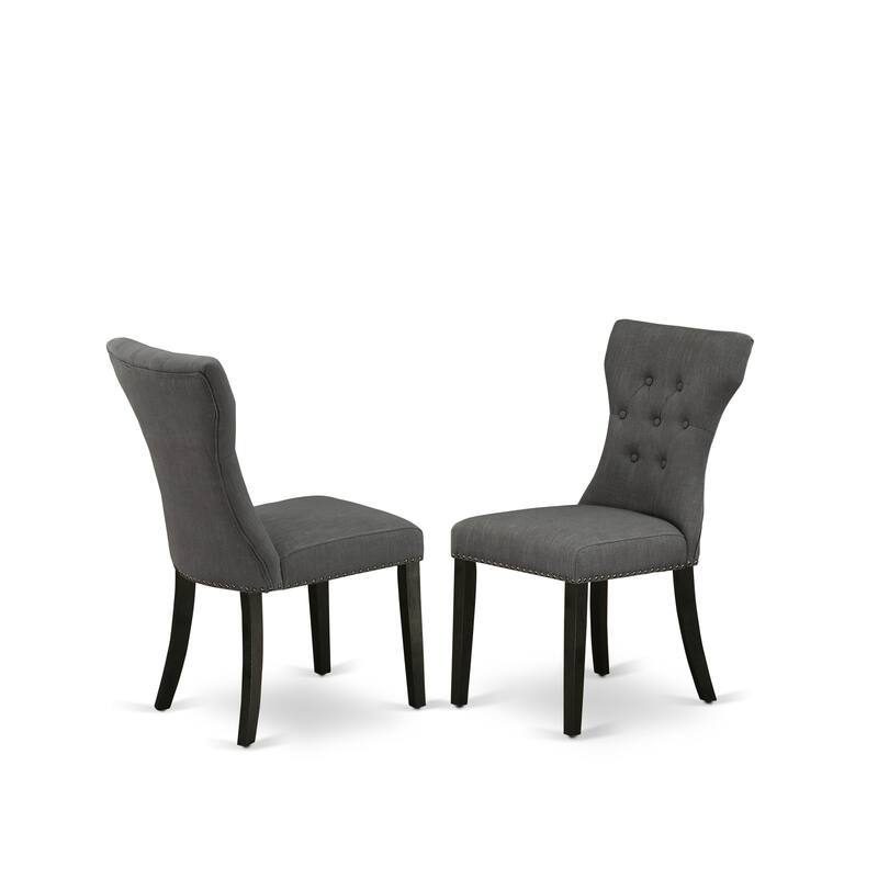 East West Furniture 3 Piece Dinette Set- a Round Dining Table with Dropleaf and 2 Linen Fabric Dining Chairs, (Finish Options)