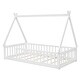 preview thumbnail 29 of 27, Tent-Shaped Twin Size Floor Bed with Fence and Guardrails, Pine Wood Construction