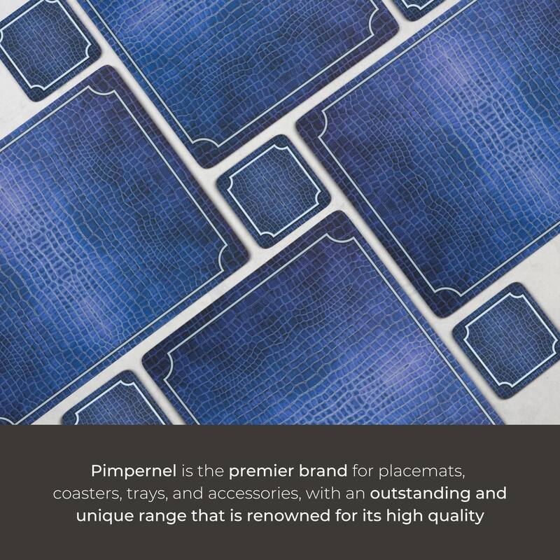 Pimpernel Set of 4 Blue Croc Leather Placemats - 15.7 x 11.7 Inch