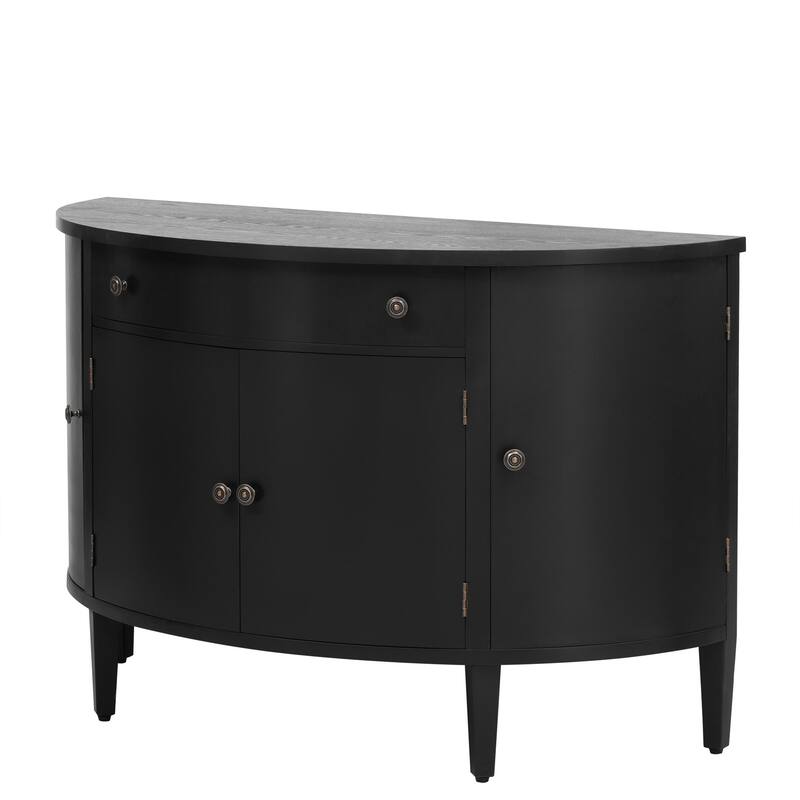 Curved Design Storage Cabinet with Adjustable Shelves and Drawer