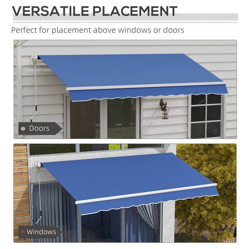 12x10ft Retractable Patio Awning with Manual Crank, UV & Water-Resistant Fabric, Aluminum Frame for Deck, Balcony, Yard