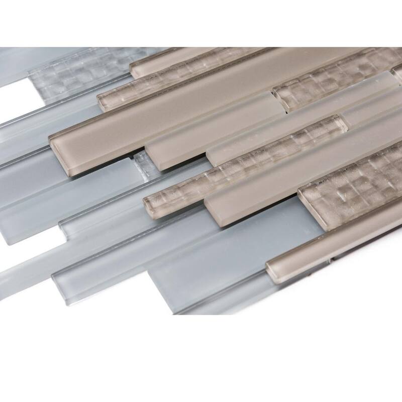 The Tile Life Karma Random Sized Brick Taupe 12x12 Textured Glass Mosaic Backsplash & Wall Tile