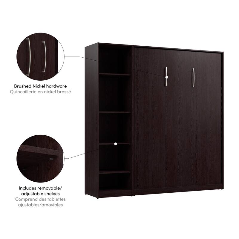 Claremont Full Murphy Bed with Closet Organizer (79W) by Bestar