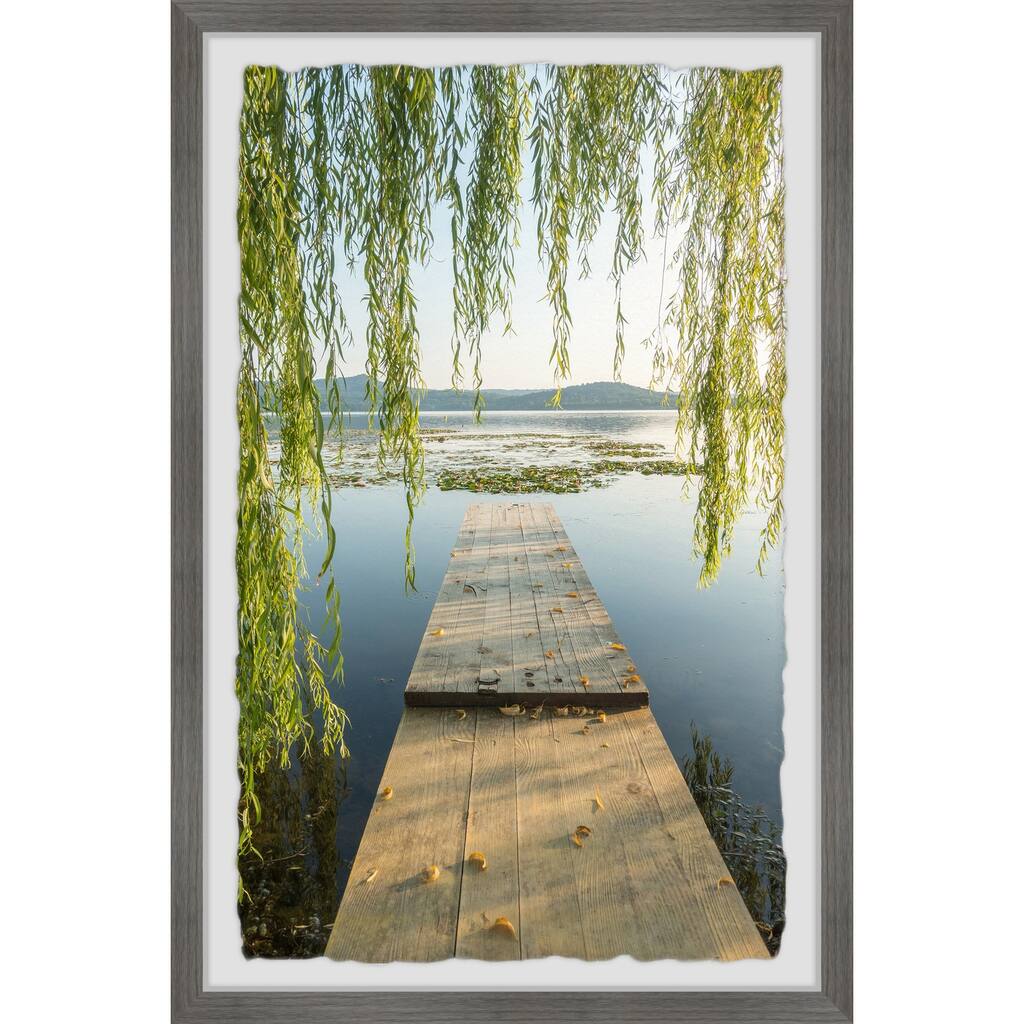 Wooden Plank Bridge Framed Wall Art, Elegant Home Touch - Sophisticated Artwork for Refined Décor