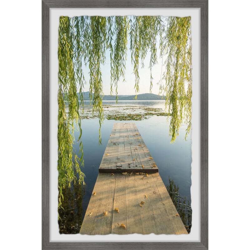 Wooden Plank Bridge Framed Wall Art, Elegant Home Touch - Sophisticated Artwork for Refined Décor