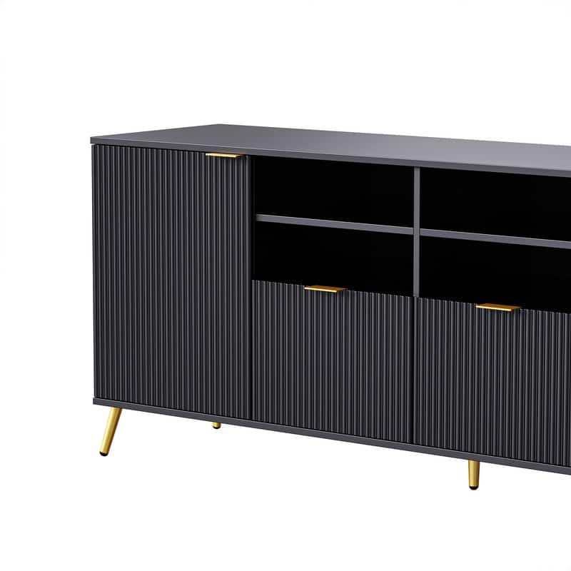 4-Piece Wood Wall Unit Entertainment Center with 13 shelves,8 Drawers and 2 Cabinets