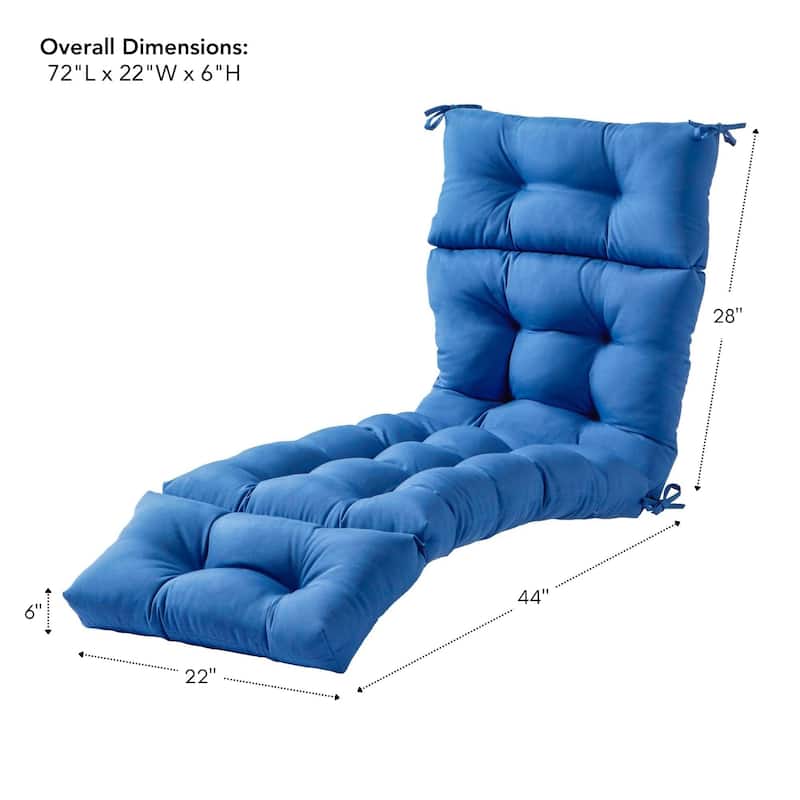 72-inch Outdoor Marine Blue Chaise Lounger Cushion