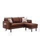 preview thumbnail 3 of 3, Mia Brown Linen Fabric Sectional Sofa Chaise with USB Charger & Pillows