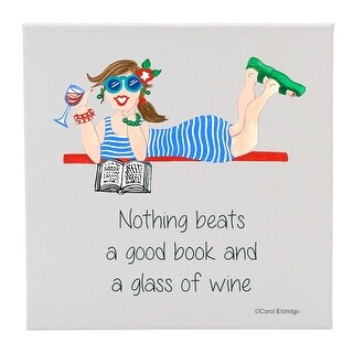 12" White Square Canvas in Wooden Frame with Book and Wine Design - Bed ...