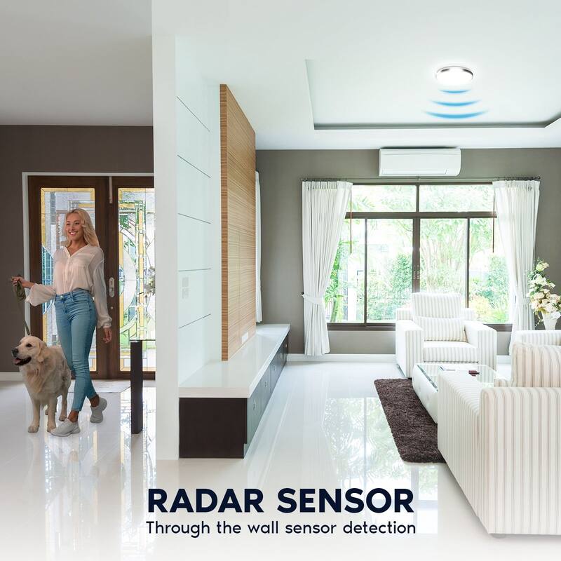 Luxrite Motion Sensor LED Flush Mount Ceiling Light, 11 Inch, 5CCT 2700K-5000K, 16W, 1200LM, ETL