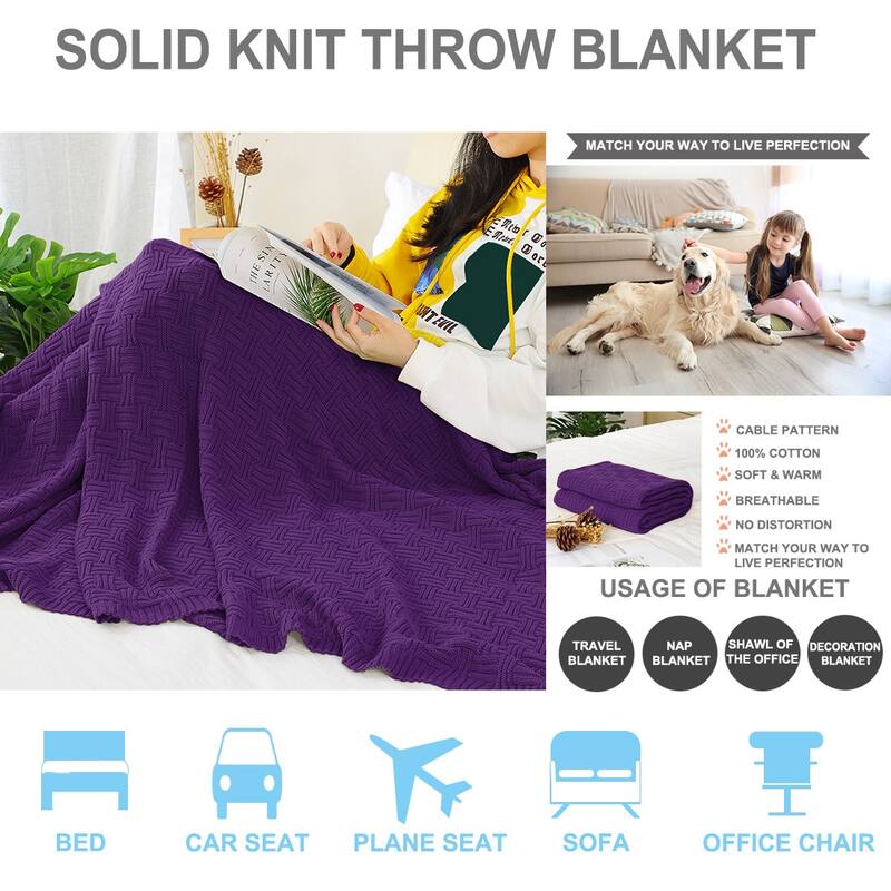 Soft Lightweight Lap Blanket Rectangle Sofa Throw Couch Cover Decors Knitted Blankets