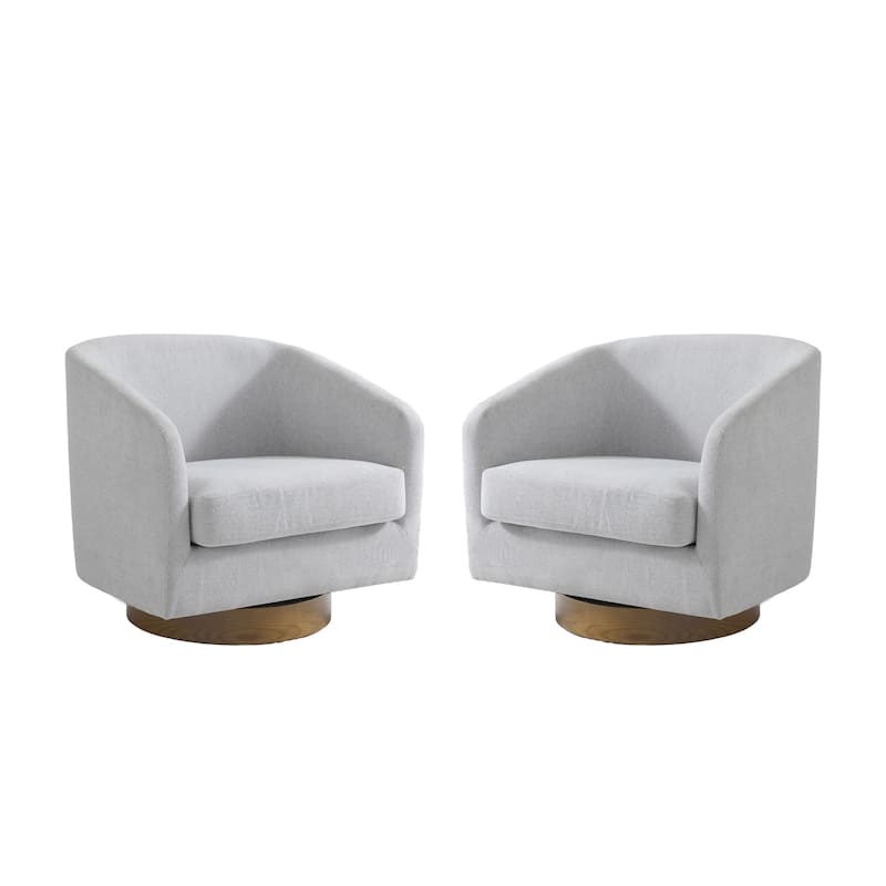 Faux Leather Wide Seat Swivel Barrel Chair