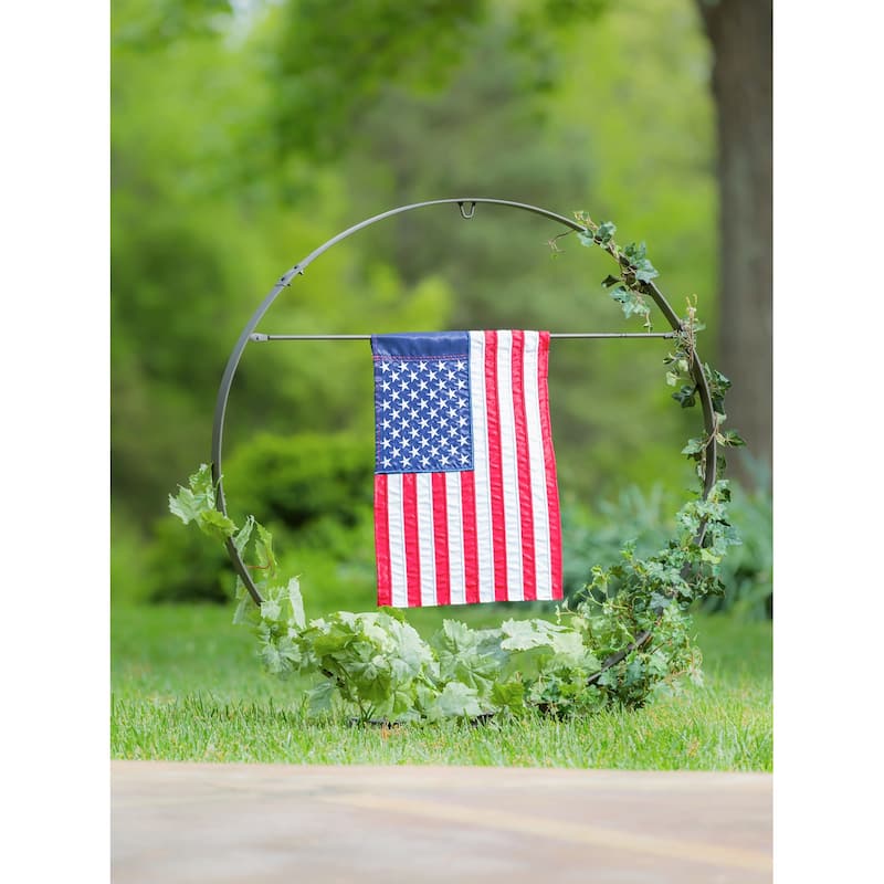 Metal Outdoor Sculptural Decor for Displaying Planter or Flag