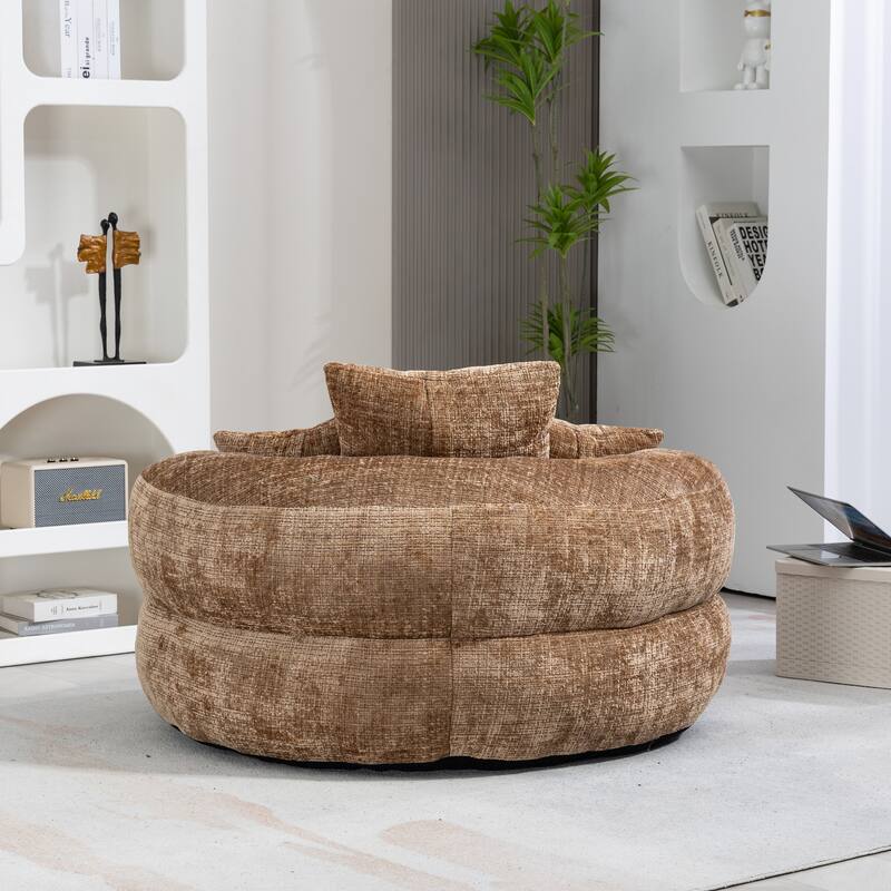 Oversized Chenille Bean Bag Lounge Chair Lazy Sofa with Backrest and Armrests for Bedroom Office Living Room