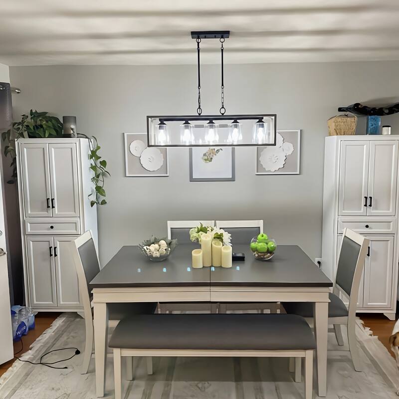 Acroma 5-light Farmhouse Chandelier Rectangle Island Lights for Dining Room - N/A