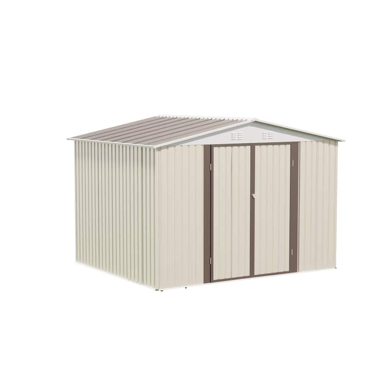 10x8 Feet White Color Outdoor Garden Shed With Hinge Door