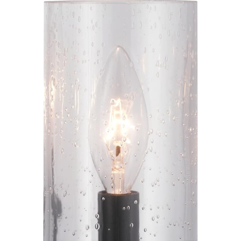 Gresham Collection 15-Light Graphite Clear Seeded Glass Farmhouse Chandelier Light - Black