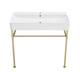 Claire Ceramic Console Sink White Basin Gold Legs