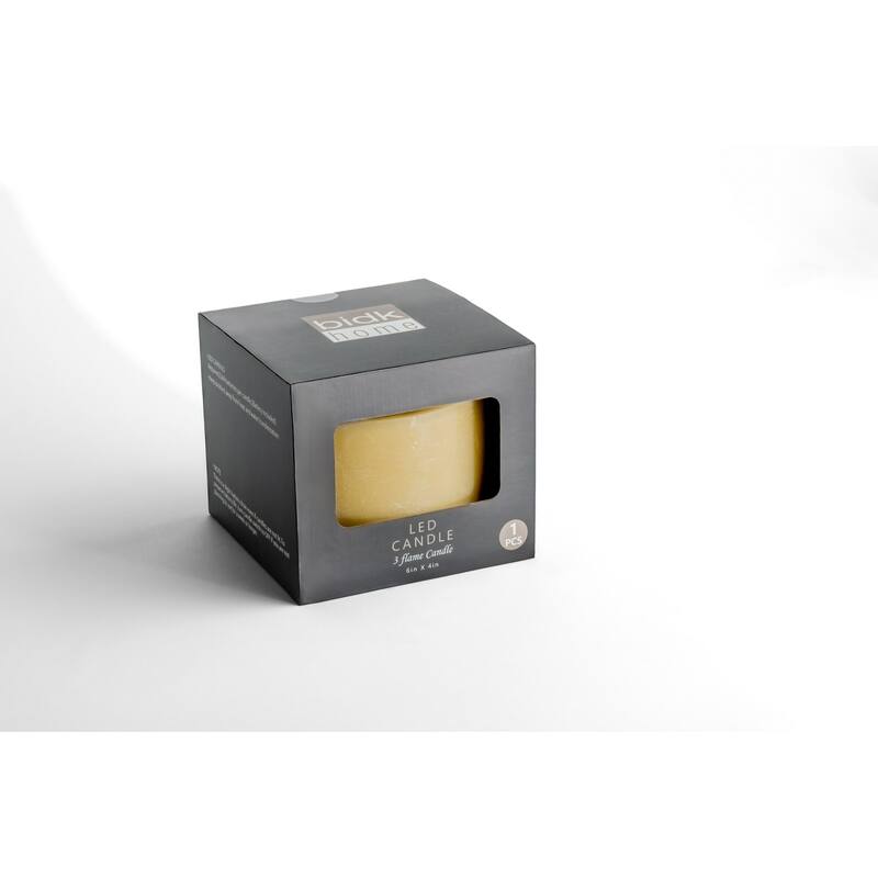 LED Lighted 3 Wicked Flameless Candle - 6" - Champagne Beige
