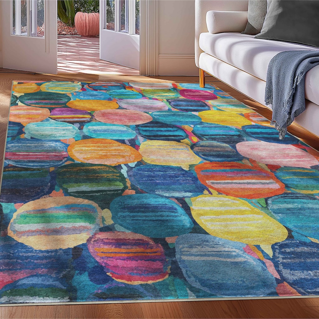 Well Woven Apollo Abstract Nuances Pebble Watercolor Multi Area Rug