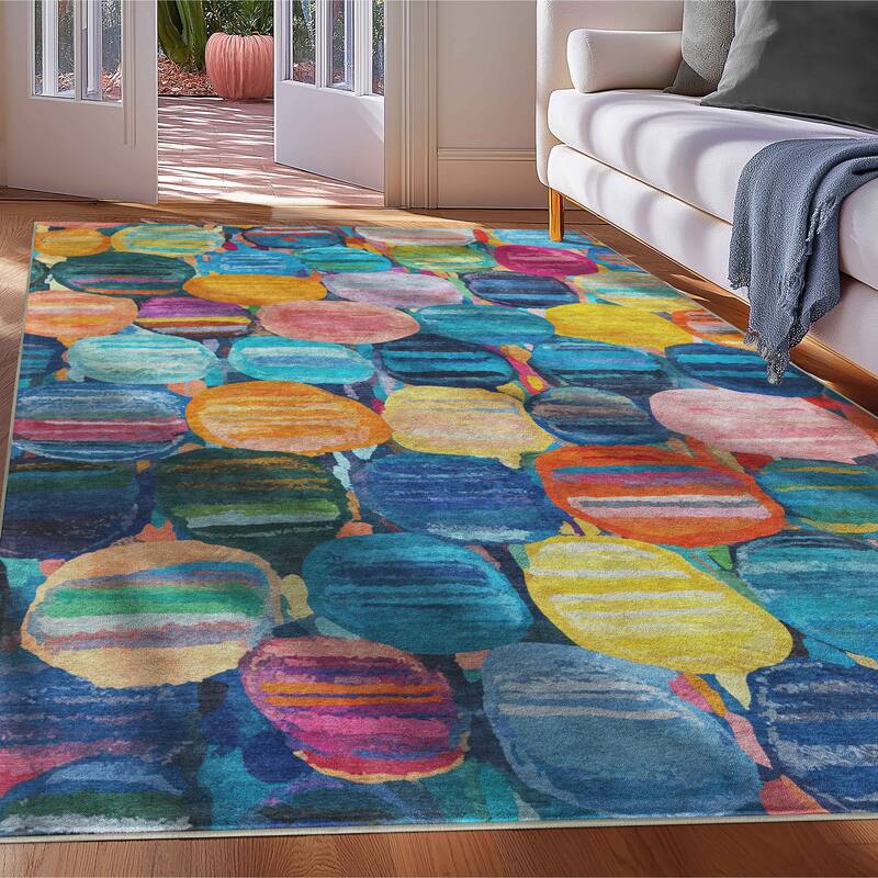 Well Woven Apollo Abstract Nuances Pebble Watercolor Multi Area Rug - 3'3" x 5' - Multi