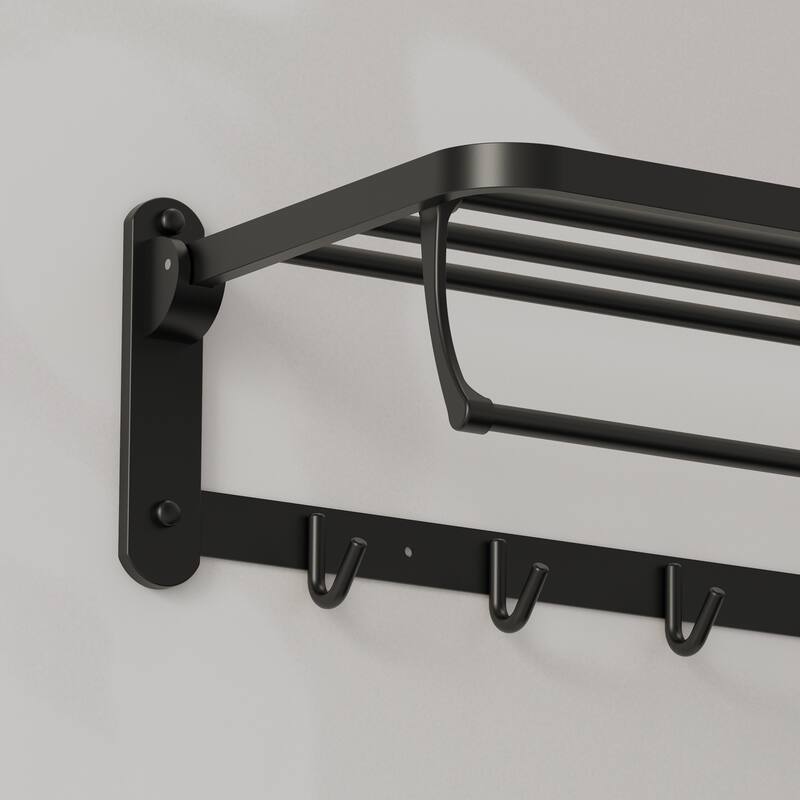 2-Tier Stainless Steel Bath Towel Rack with 5 Hooks