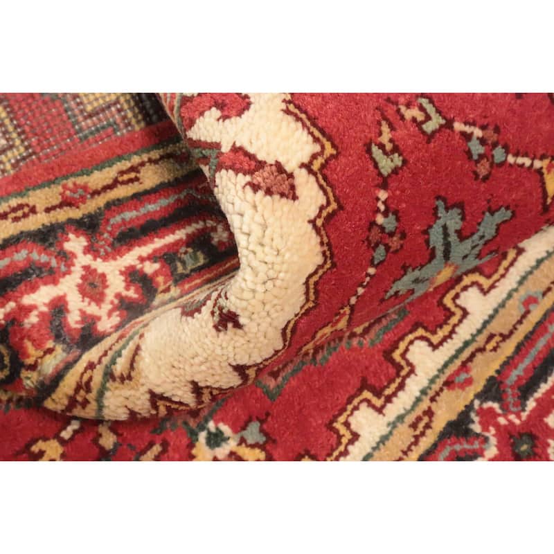 Hand Knotted Oriental 100% Wool Carpet Traditional Medallion Red Heriz (serapi) Area Rug - 5' 6'' X 2' 11''