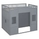 preview thumbnail 17 of 18, Full Size Loft Bed with Wardrobe, Space-Saving Wood House Bed Frame w/Safety Guard & Ladder for Boys, Girls, Small Bedroom, Grey