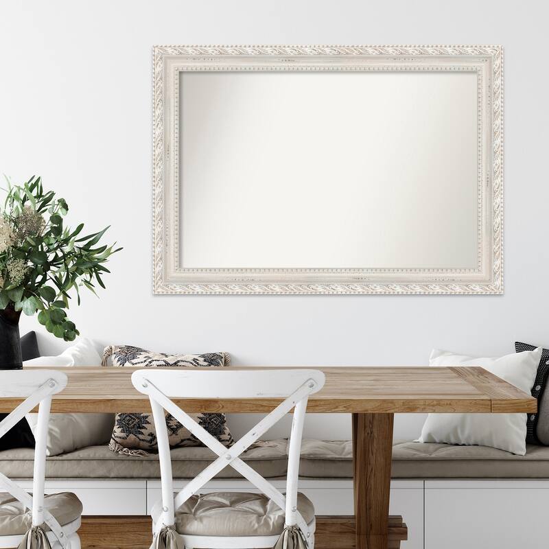Opera Off White Non-Beveled Wood Framed Wall Mirror - Opera Off White