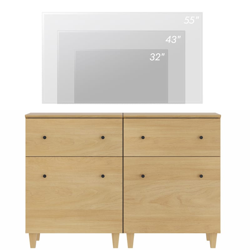 WAMPAT Modern TV Cabinet Stand with Drawers and Door